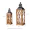 Glitzhome® Farmhouse Antique Diamond Wood & Metal Lanterns Set